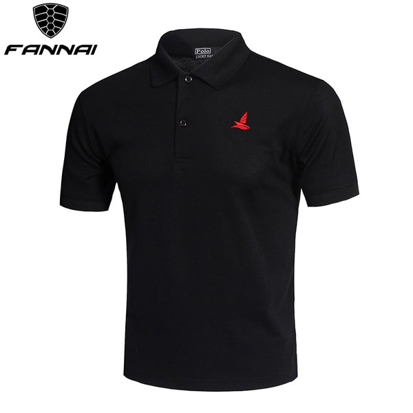 Golf Shirt Black Men Breathable Quick-Dry Sport Training Short Sleeve Sportswear Golf Clothing Polyester Cotton Shirt Summer