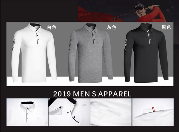 W  Men's sportswear long-sleeved golf T-shirt 3colors golf apparel S-XXL choose leisure golf clothing free shipping