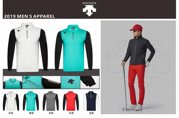 QMen  Long sleeve DESCENTE Golf T-shirt 5colors Golf clothes S-XXL in choice Leisure Golf shirt Free shipping